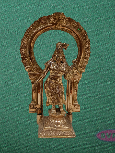 Panchalogam Andal Statue with Prabhavali – Traditional Antique Finish Idol