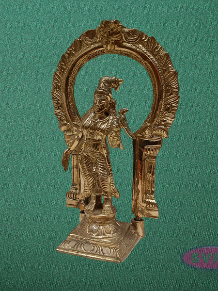 Panchalogam Andal Statue with Prabhavali – Traditional Antique Finish Idol