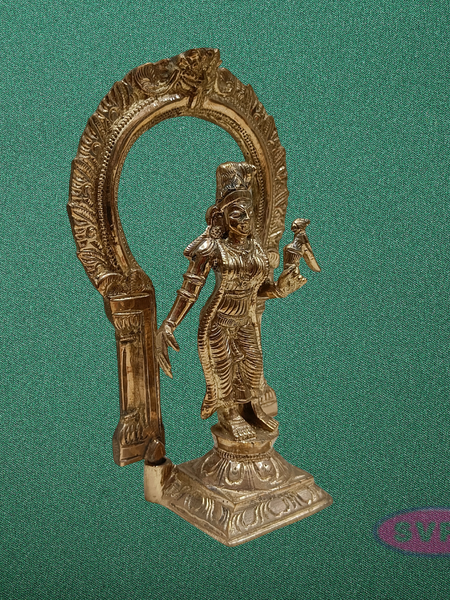 Panchalogam Andal Statue with Prabhavali – Traditional Antique Finish Idol