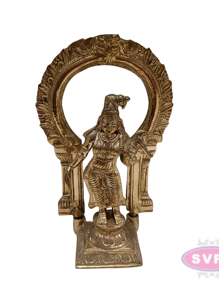 Panchalogam Andal Statue with Prabhavali – Traditional Antique Finish Idol