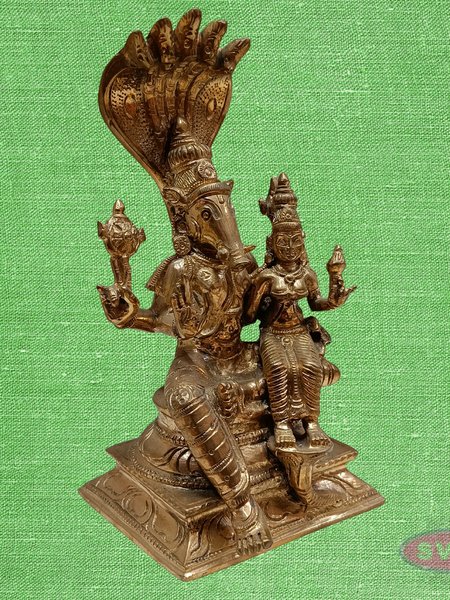 Varaha Lakshmi Panchaloha Idol – Lord Vishnu Varaha Avatar with Goddess Lakshmi under Sheshnag, Antique Finish