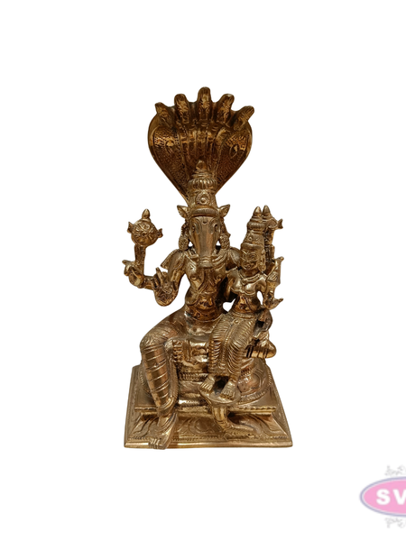 Varaha Lakshmi Panchaloha Idol – Lord Vishnu Varaha Avatar with Goddess Lakshmi under Sheshnag, Antique Finish