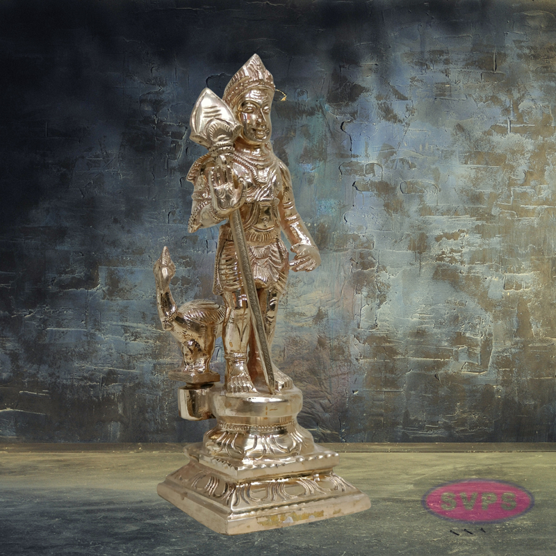 Panchaloha Murugan Swamy Idol with Vel & Mayil – Sacred Hindu God Statue for Home Temple