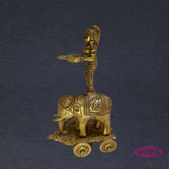 Pavai Vilakku with Elephant Base – Traditional Brass Lamp