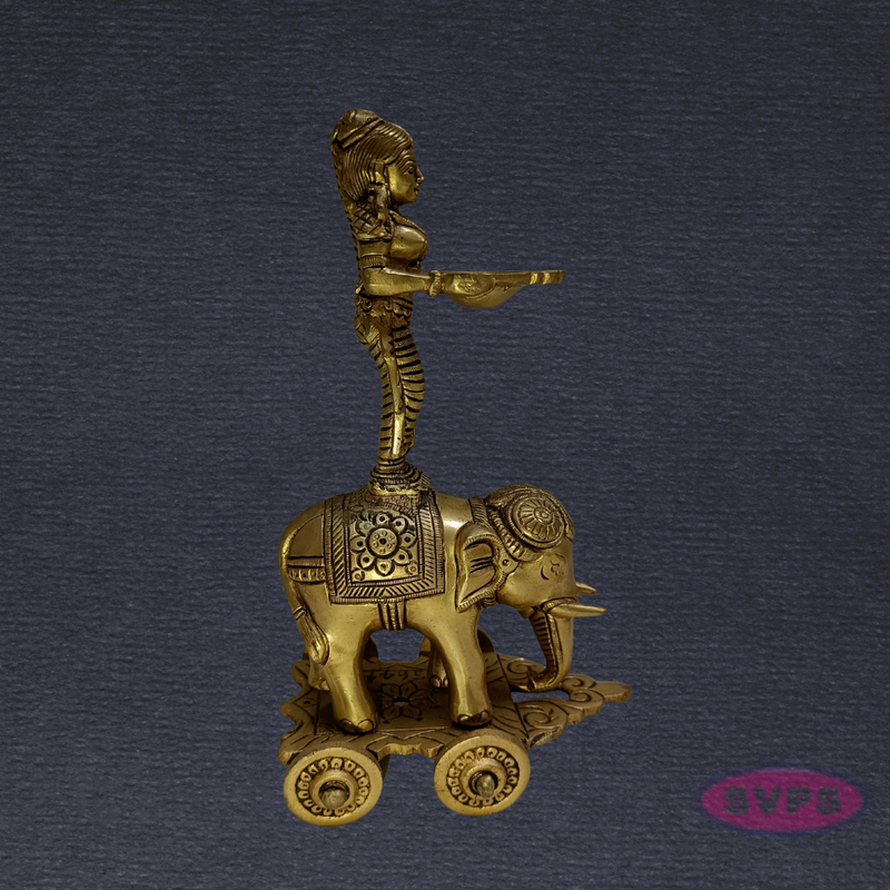 Pavai Vilakku with Elephant Base – Traditional Brass Lamp