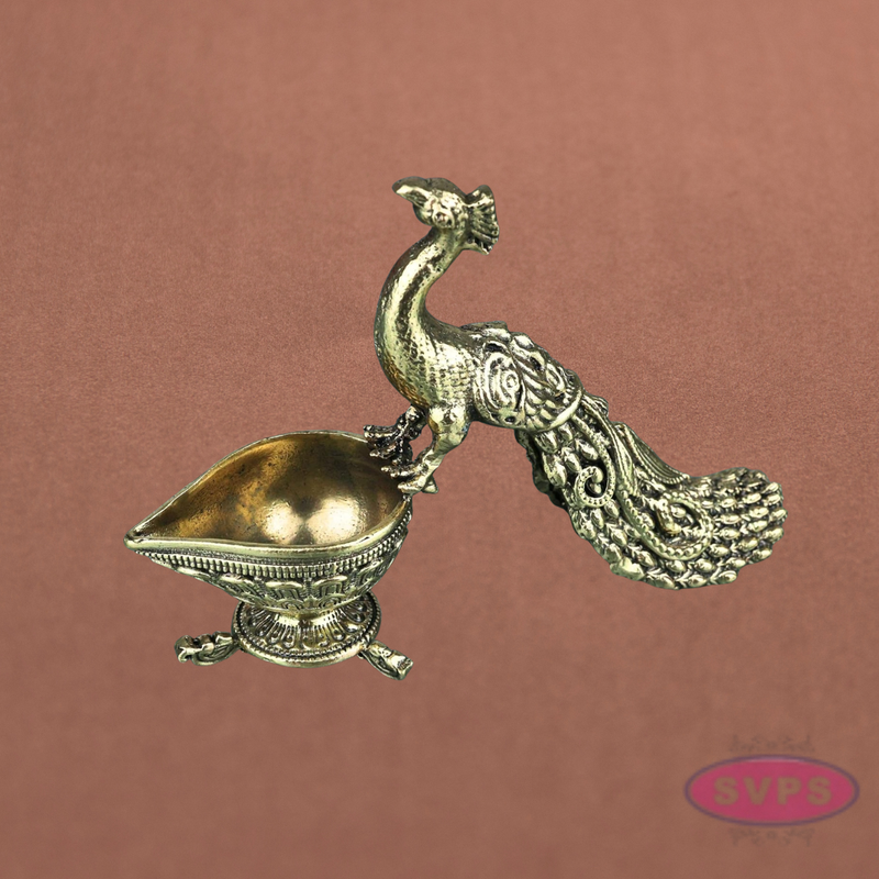 Decorative Brass Peacock Diya Holder for Pooja & Festivals