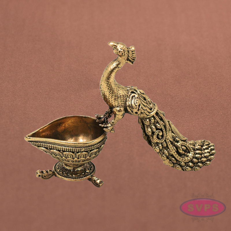 Decorative Brass Peacock Diya Holder for Pooja & Festivals
