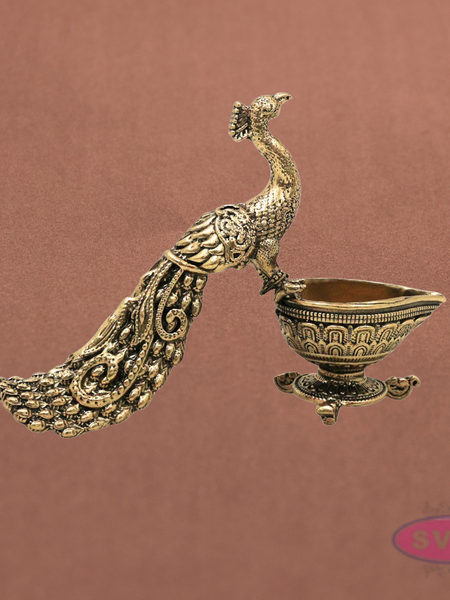 Decorative Brass Peacock Diya Holder for Pooja & Festivals