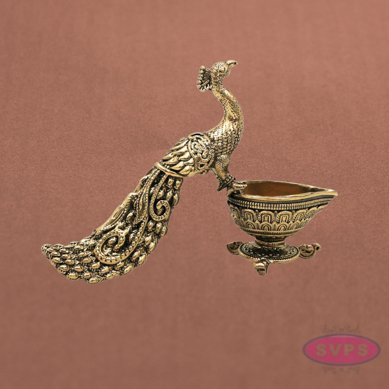 Decorative Brass Peacock Diya Holder for Pooja & Festivals
