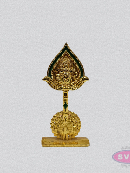 Murugan Vel Om with Peacock Gold Finish Car Dashboard Idol