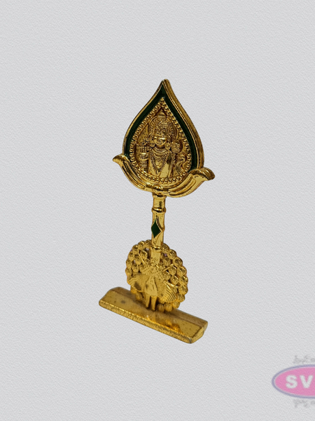 Murugan Vel Om with Peacock Gold Finish Car Dashboard Idol