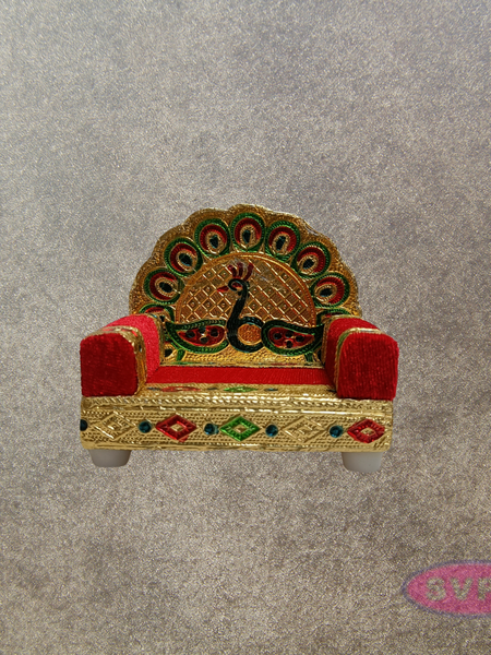 Peacock Design Simhasanam for God Idol – 3.5 Inch Decorative Throne | Pooja Mandir Idol Seat