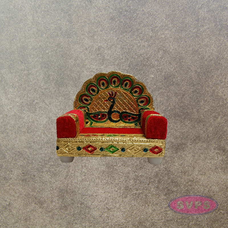 Peacock Design Simhasanam for God Idol – 3.5 Inch Decorative Throne | Pooja Mandir Idol Seat