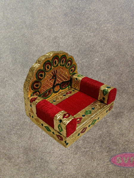 Peacock Design Simhasanam for God Idol – 3.5 Inch Decorative Throne | Pooja Mandir Idol Seat