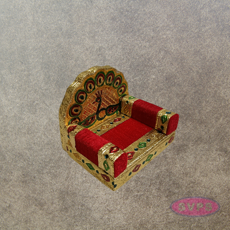 Peacock Design Simhasanam for God Idol – 3.5 Inch Decorative Throne | Pooja Mandir Idol Seat