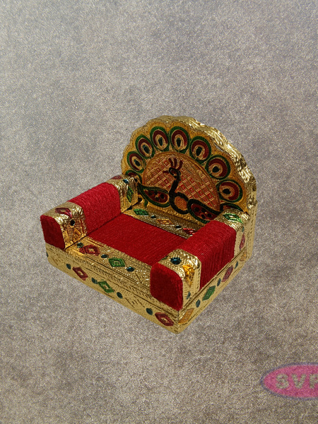 Peacock Design Simhasanam for God Idol – 3.5 Inch Decorative Throne | Pooja Mandir Idol Seat