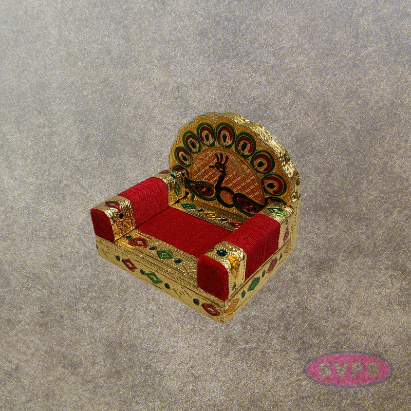 Peacock Design Simhasanam for God Idol – 3.5 Inch Decorative Throne | Pooja Mandir Idol Seat