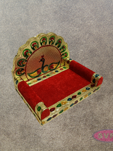 Decorative Peacock Simhasanam Throne for God Idols – 4.5 Inch Pooja Mandir Chair