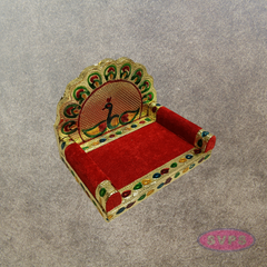 Decorative Peacock Simhasanam Throne for God Idols – 5 Inch Pooja Mandir Chair