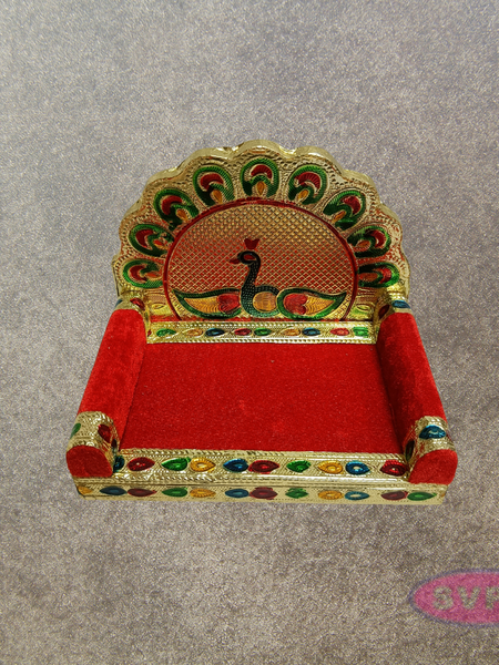 Decorative Peacock Simhasanam Throne for God Idols – 5 Inch Pooja Mandir Chair
