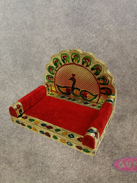 Decorative Peacock Simhasanam Throne for God Idols – 5 Inch Pooja Mandir Chair