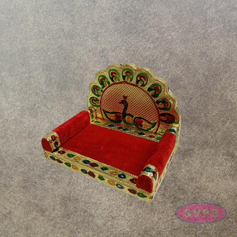 Decorative Peacock Simhasanam Throne for God Idols – 5 Inch Pooja Mandir Chair