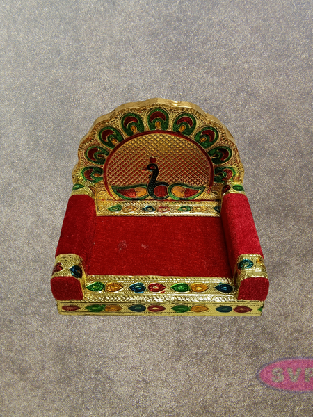 Decorative Peacock Simhasanam Throne for God Idols – 5 Inch Pooja Mandir Chair