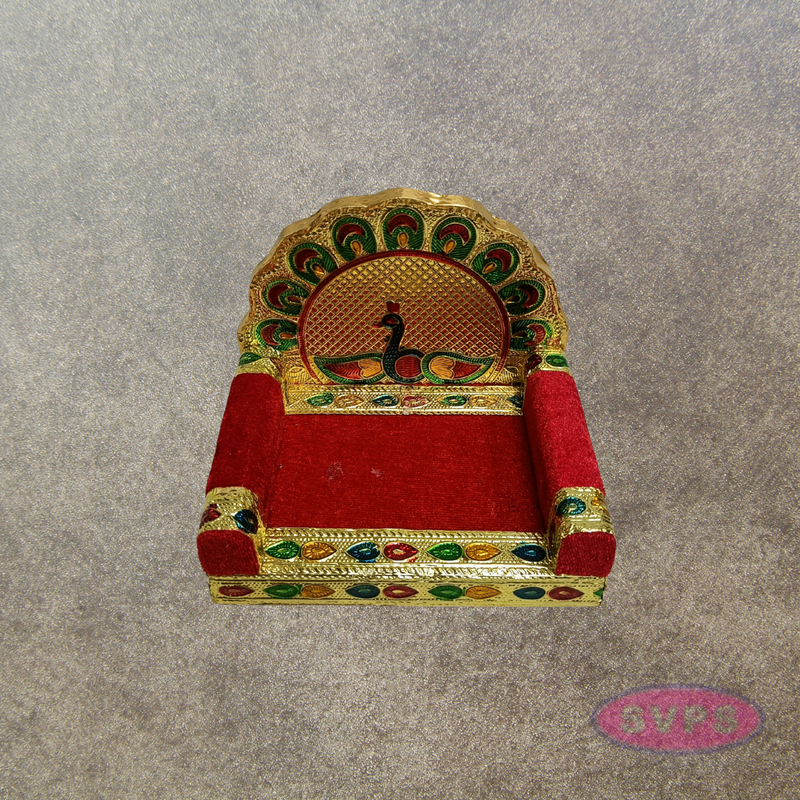 Decorative Peacock Simhasanam Throne for God Idols – 5 Inch Pooja Mandir Chair