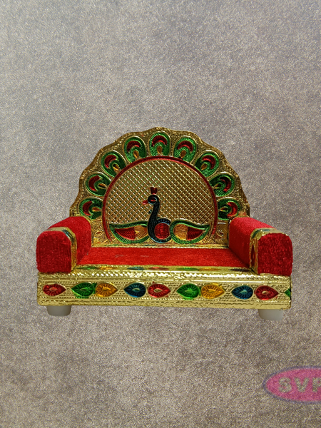 Decorative Peacock Simhasanam Throne for God Idols – 4.5 Inch Pooja Mandir Chair