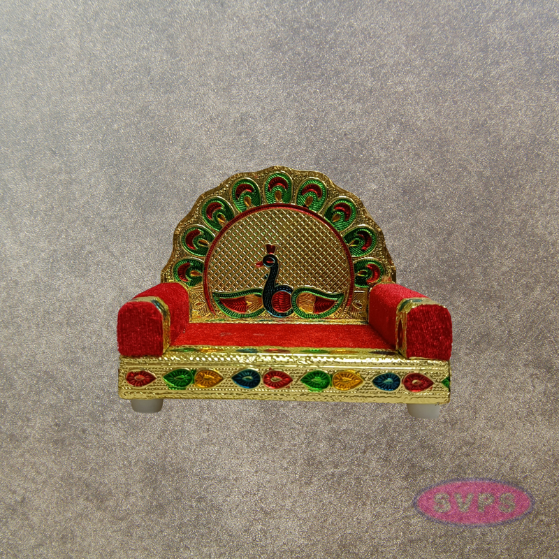 Decorative Peacock Simhasanam Throne for God Idols – 5 Inch Pooja Mandir Chair
