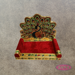 Peacock Style Decorative Simhasanam Throne for Deity Idols – 7 Inch Pooja Mandir Seat