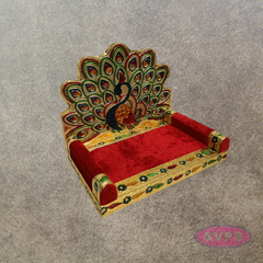 Peacock Style Decorative Simhasanam Throne for Deity Idols – 7 Inch Pooja Mandir Seat