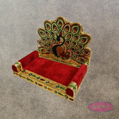 Peacock Style Decorative Simhasanam Throne for Deity Idols – 7 Inch Pooja Mandir Seat