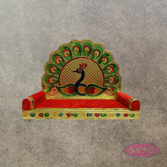 Peacock Throne Simhasanam for Deity Idols – 7.5 Inch Pooja Mandir Decor