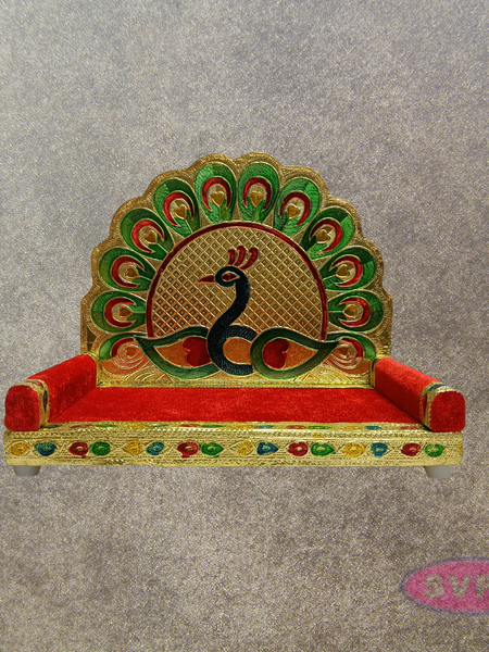 Peacock Throne Simhasanam for Deity Idols – 7.5 Inch Pooja Mandir Decor