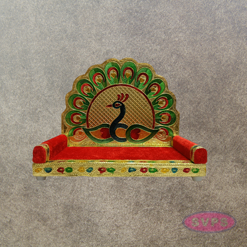 Peacock Throne Simhasanam for Deity Idols – 7.5 Inch Pooja Mandir Decor
