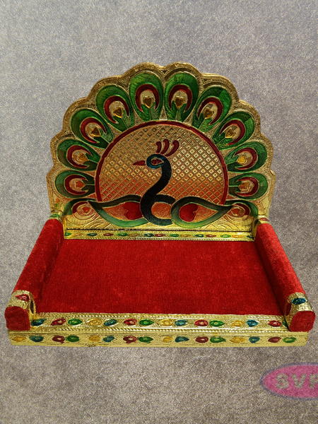 Peacock Throne Simhasanam for Deity Idols – 7.5 Inch Pooja Mandir Decor