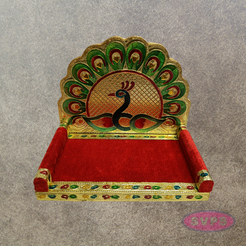 Peacock Throne Simhasanam for Deity Idols – 7.5 Inch Pooja Mandir Decor