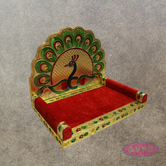 Peacock Throne Simhasanam for Deity Idols – 7.5 Inch Pooja Mandir Decor