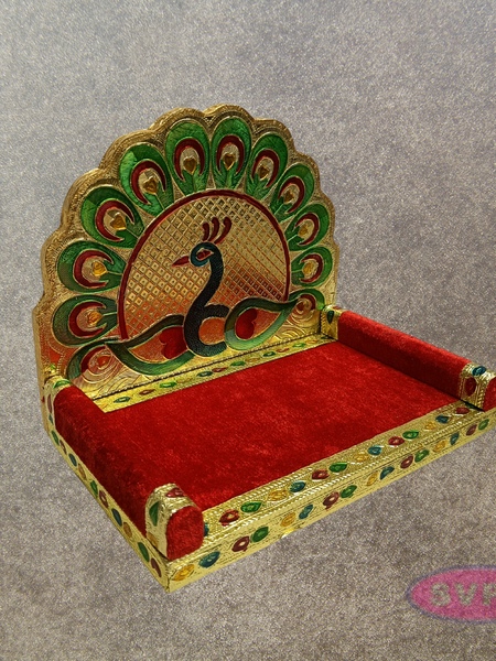 Peacock Throne Simhasanam for Deity Idols – 7.5 Inch Pooja Mandir Decor