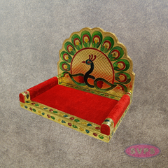 Peacock Throne Simhasanam for Deity Idols – 7.5 Inch Pooja Mandir Decor