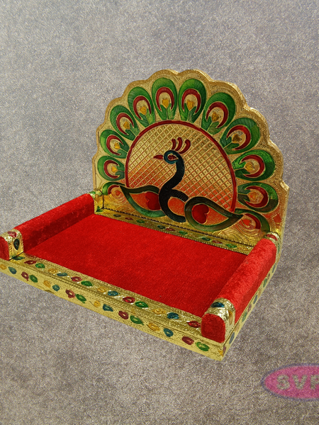 Peacock Throne Simhasanam for Deity Idols – 7.5 Inch Pooja Mandir Decor
