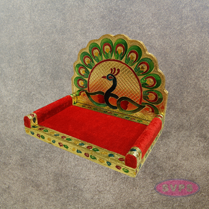 Peacock Throne Simhasanam for Deity Idols – 7.5 Inch Pooja Mandir Decor