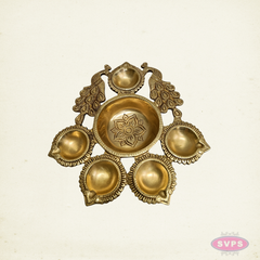 Brass Peacock Deepam with 5 Diyas – Traditional Pooja Lamp for Home Temple