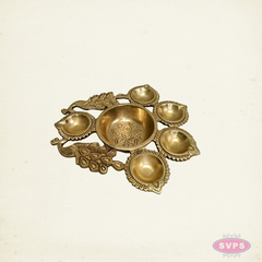 Brass Peacock Deepam with 5 Diyas – Traditional Pooja Lamp for Home Temple