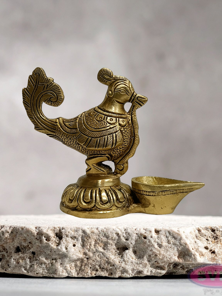 Brass Peacock Deepam for Home Temple & Festive Decor