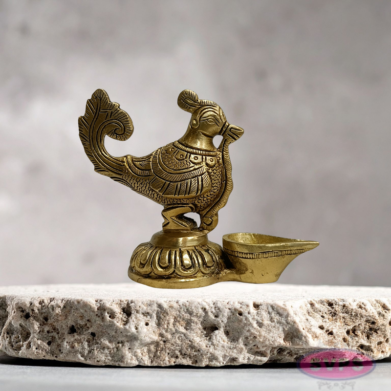 Brass Peacock Deepam for Home Temple & Festive Decor