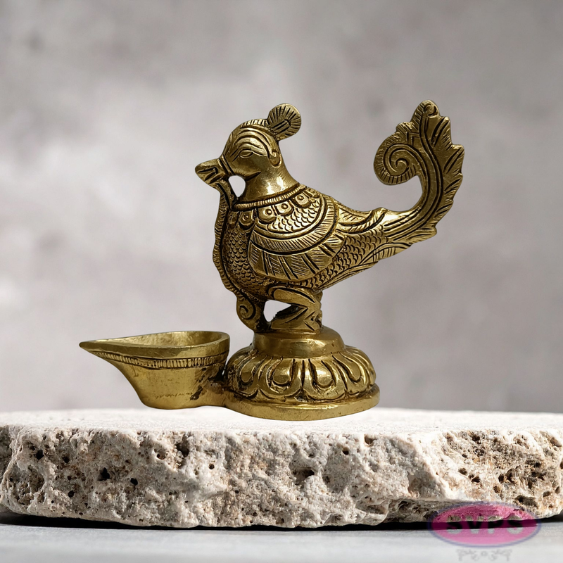 Brass Peacock Deepam for Home Temple & Festive Decor