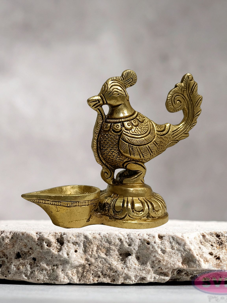 Brass Peacock Deepam for Home Temple & Festive Decor