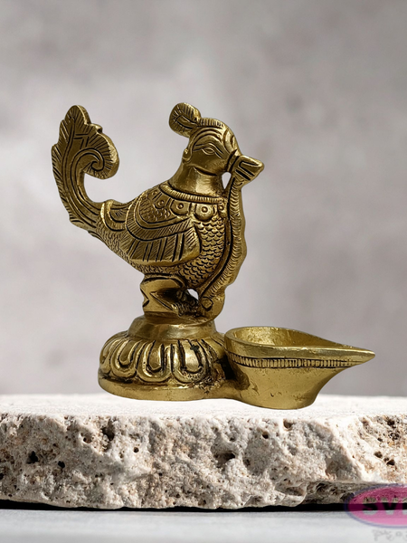 Brass Peacock Deepam for Home Temple & Festive Decor